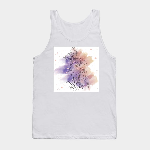 Butterlfy and Woman Silhouette Tank Top by FabDesign